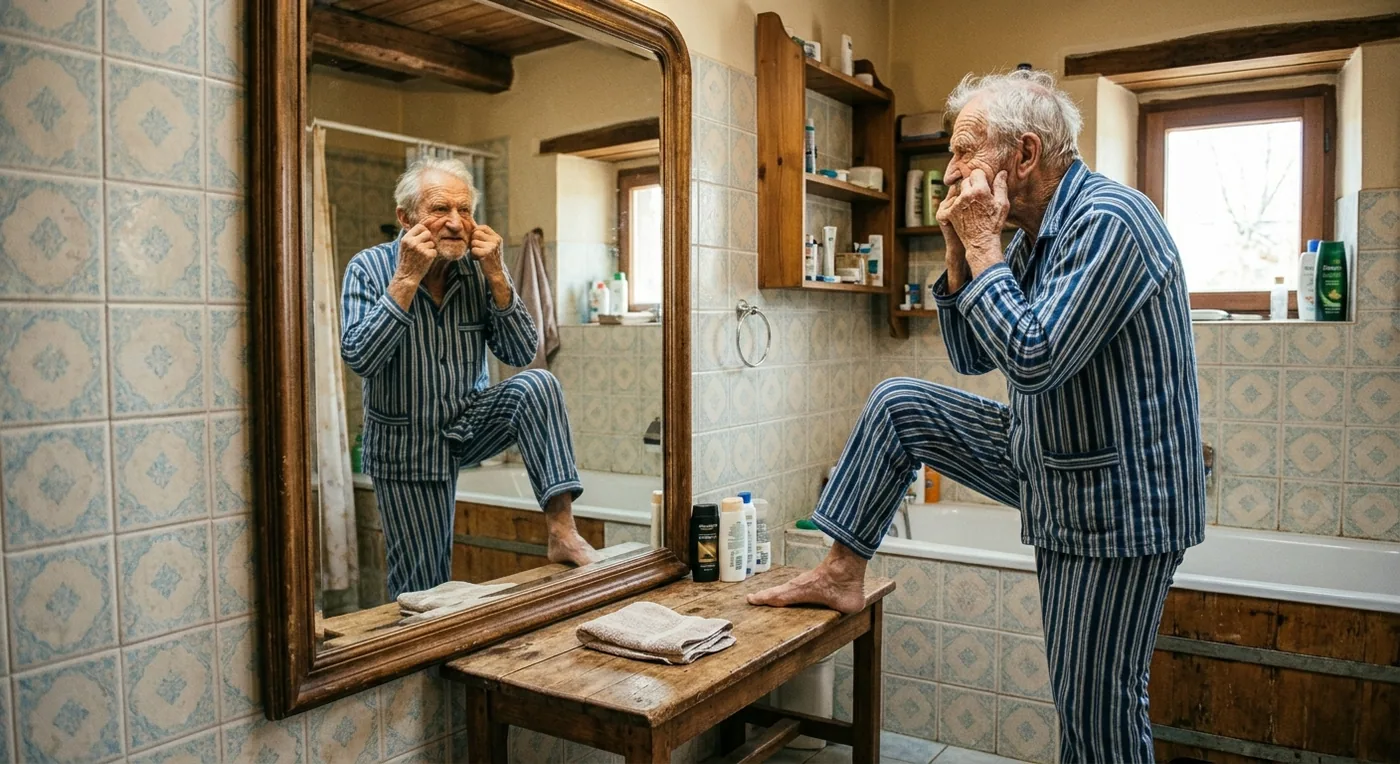 Person reflecting on aging and everyday habits