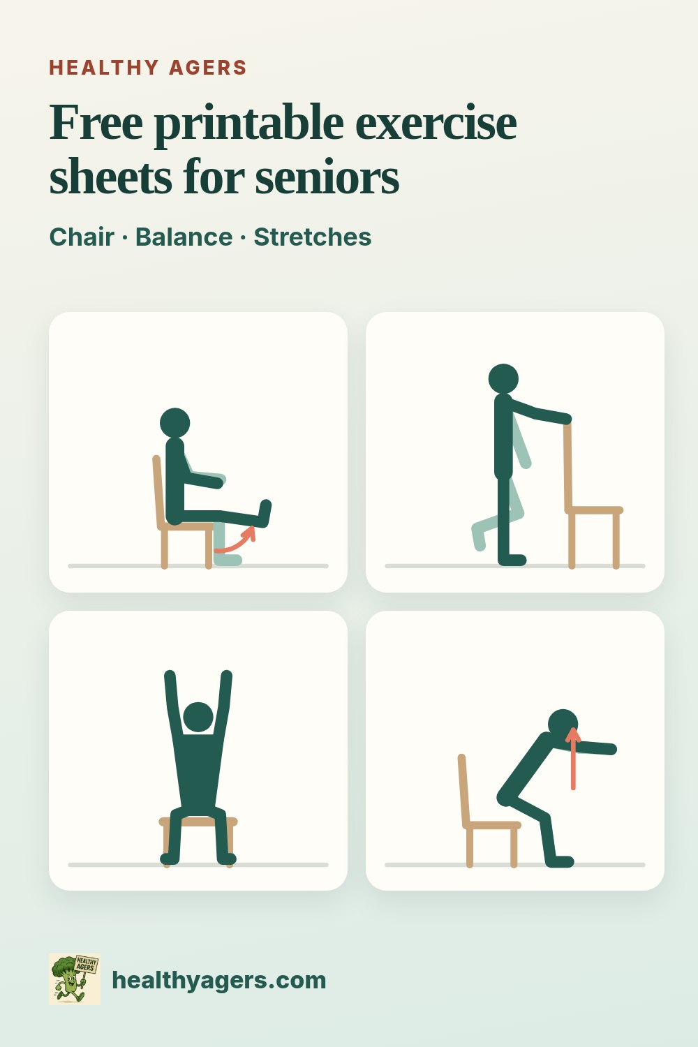Free printable exercise sheets for seniors: chair, balance and stretches